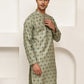 Traditional Floral Printed Kurta for Men ( KO 5281 Pista ) [FF] [D-3]
