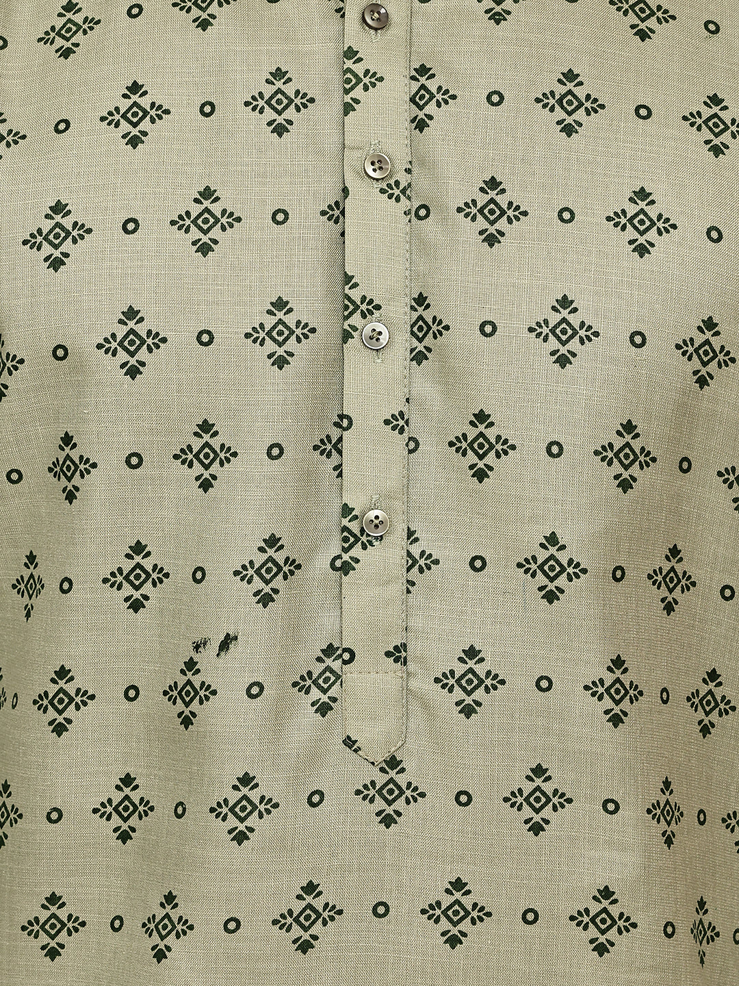 Traditional Floral Printed Kurta for Men ( KO 5281 Pista ) [FF] [D-3]