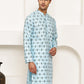 Traditional Floral Printed Kurta for Men ( KO 5281 Sky ) [FF] [D-3]
