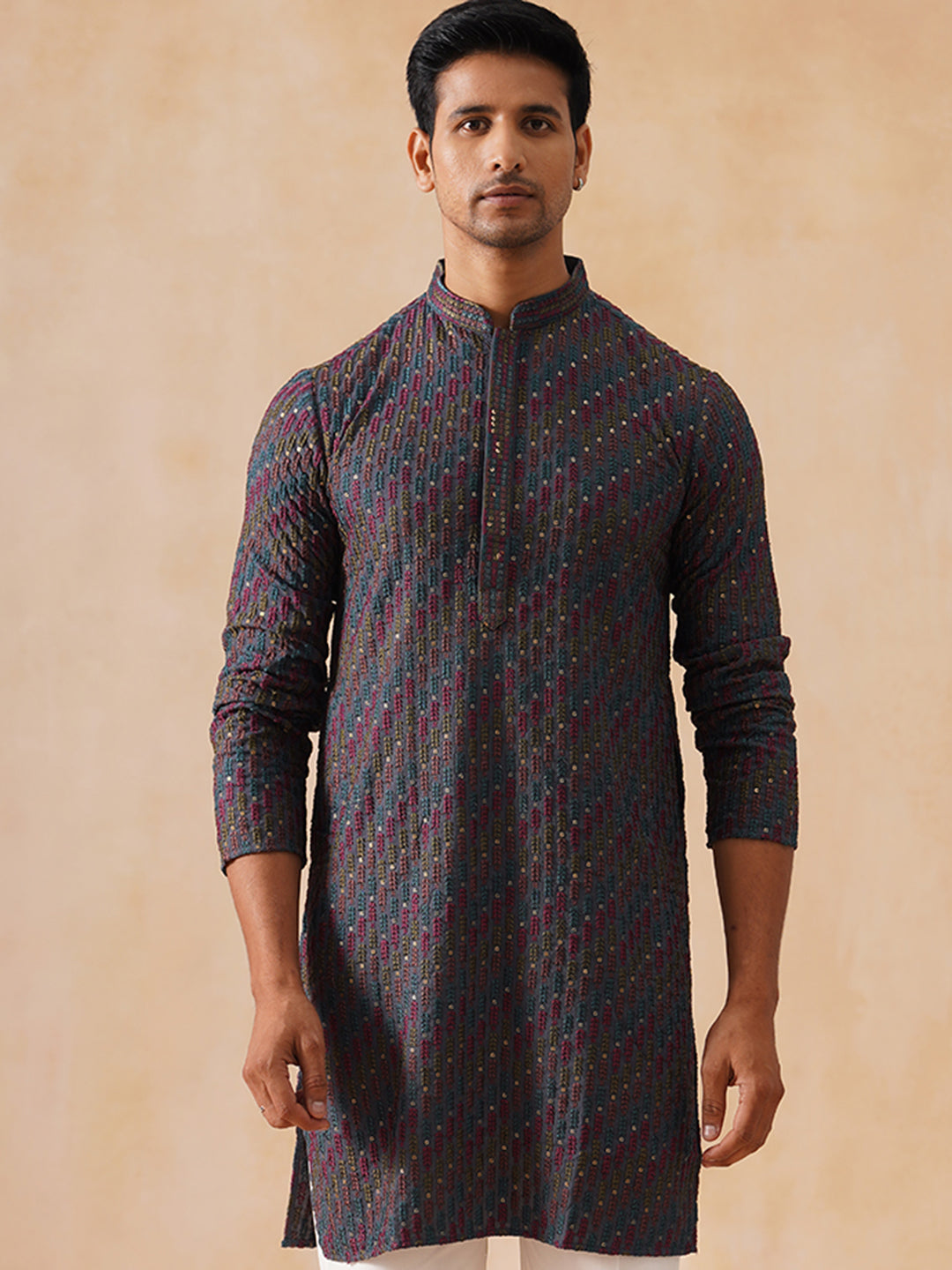Multicolor Embroidered Viscose Rayon Kurta ( KO 5282 Charcoal )