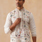 Silk Blend Kurta with Multicolor Embroidery ( KO 5283 White )