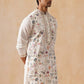 Silk Blend Kurta with Multicolor Embroidery ( KO 5283 White )