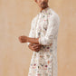 Silk Blend Kurta with Multicolor Embroidery ( KO 5283 White )