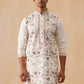 Silk Blend Kurta with Multicolor Embroidery ( KO 5283 White )