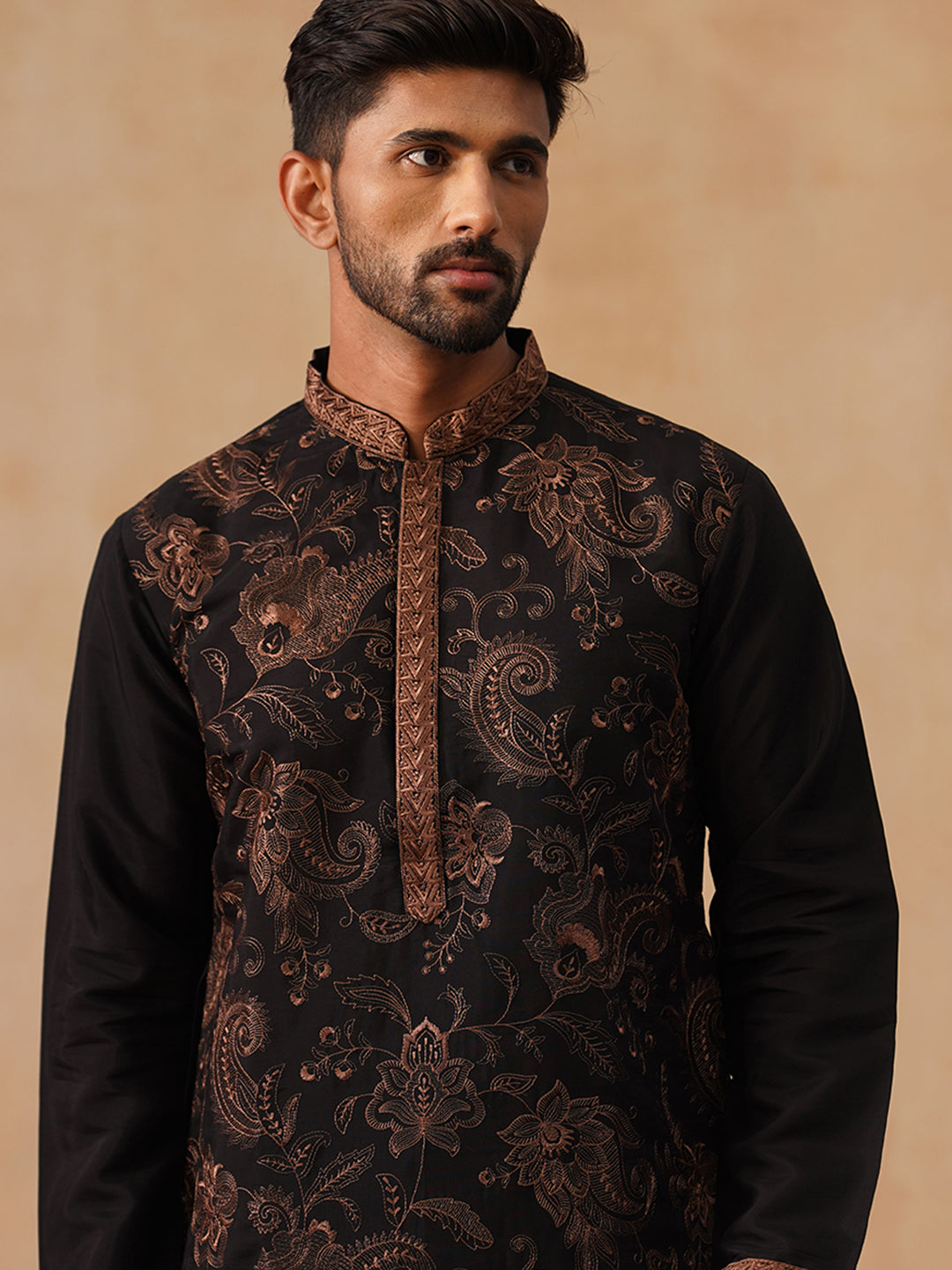 Traditional Embroidered Kurta for Men ( KO 5285 Bronze )