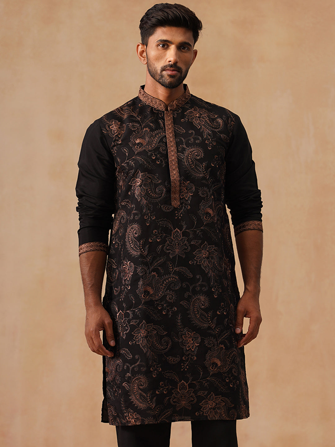 Traditional Embroidered Kurta for Men ( KO 5285 Bronze )