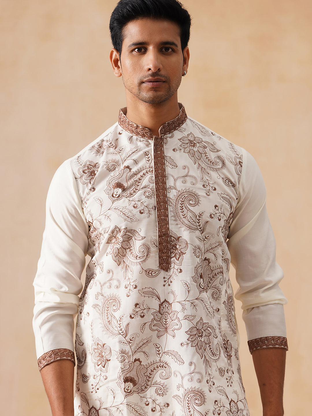 Traditional Embroidered Kurta for Men ( KO 5285 White )