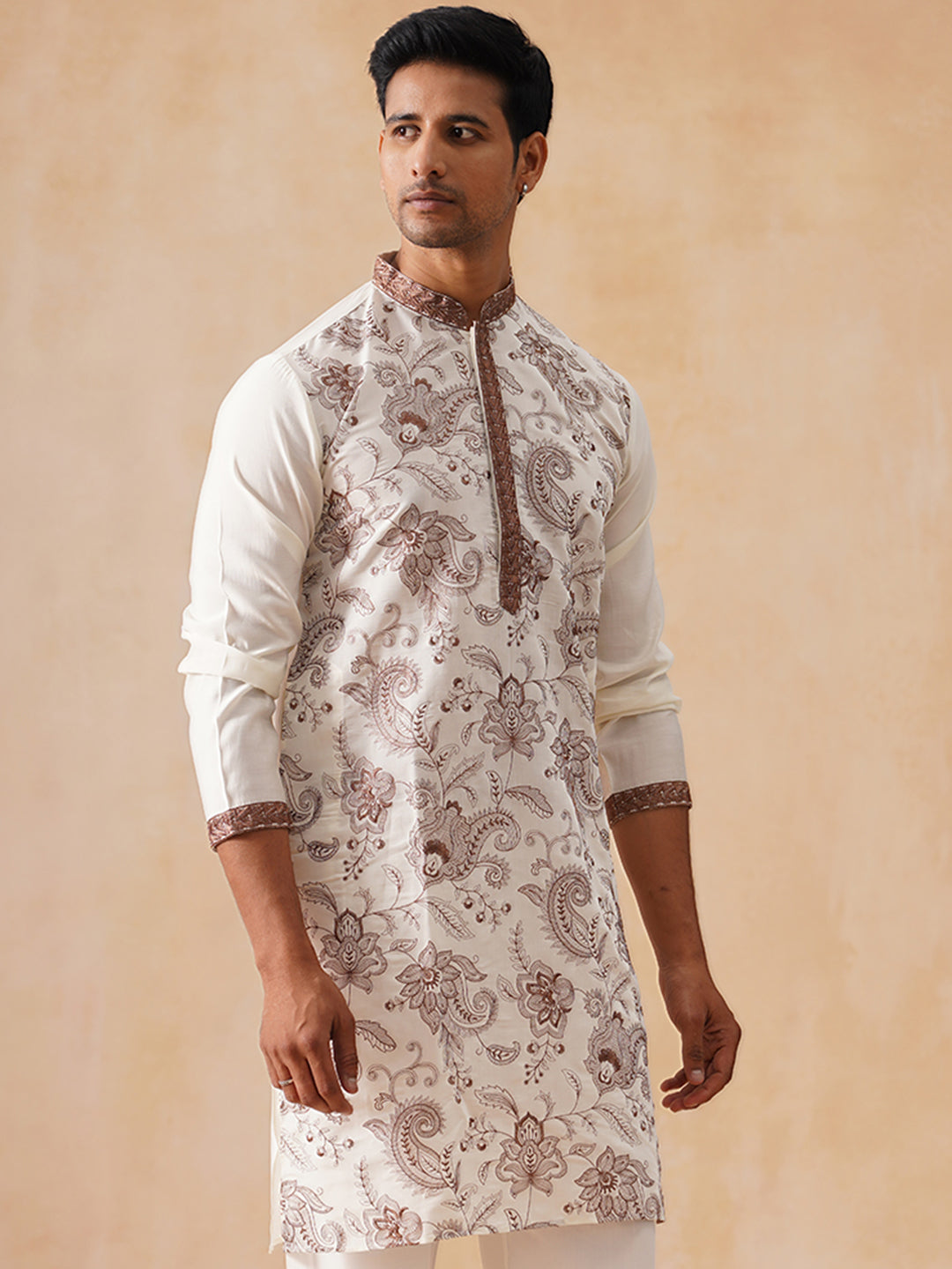 Traditional Embroidered Kurta for Men ( KO 5285 White )