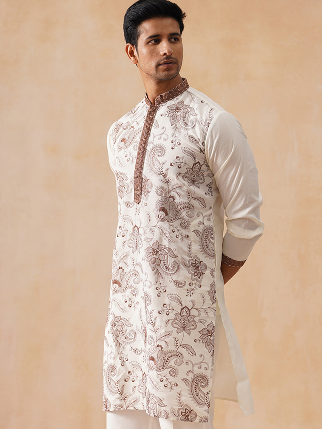 Traditional Embroidered Kurta for Men ( KO 5285 White )