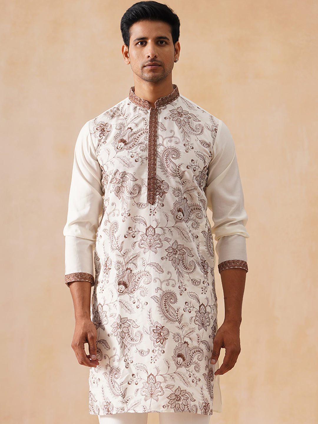 Traditional Embroidered Kurta for Men ( KO 5285 White )