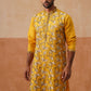 Floral Thread Embroidered Silk Blend Kurtas ( KO 5290 Mustard )