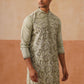 Floral Thread Embroidered Silk Blend Kurtas ( KO 5290 Pista )