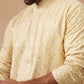 Men’s Festive Kurta with Intricate Embroidery ( KO 5293 Beige ) [FF] [ I2 ]