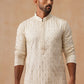 Men’s Festive Kurta with Intricate Embroidery ( KO 5293 Cream )