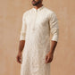 Men’s Festive Kurta with Intricate Embroidery ( KO 5293 Cream )