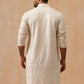 Men’s Festive Kurta with Intricate Embroidery ( KO 5293 Cream )