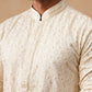 Men’s Festive Kurta with Intricate Embroidery ( KO 5293 Cream )