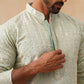 Men’s Festive Kurta with Intricate Embroidery ( KO 5293 Green )