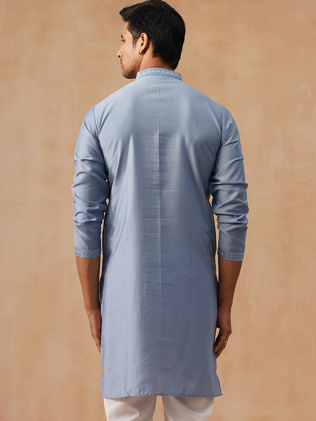Embroidered Silk Blend Kurtas ( KO 5294 Blue )