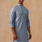 Embroidered Silk Blend Kurtas ( KO 5294 Blue )