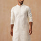 Embroidered Silk Blend Kurtas ( KO 5294 White )