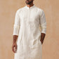 Embroidered Silk Blend Kurtas ( KO 5294 White )