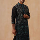 Men’s Silk Blend Embroidered Kurtas ( KO 5296 Peacock )