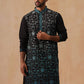 Men’s Silk Blend Embroidered Kurtas ( KO 5296 Peacock )