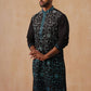 Men’s Silk Blend Embroidered Kurtas ( KO 5296 Peacock )