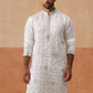 Men’s Silk Blend Embroidered Kurtas ( KO 5296 White )