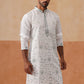 Men’s Silk Blend Embroidered Kurtas ( KO 5296 White )