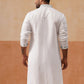 Men’s Silk Blend Embroidered Kurtas ( KO 5296 White )