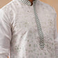 Men’s Silk Blend Embroidered Kurtas ( KO 5296 White )