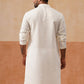 Men’s Silk Blend Embroidered Kurtas ( KO 5297 White )