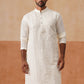 Men’s Silk Blend Embroidered Kurtas ( KO 5297 White )