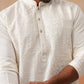 Men’s Silk Blend Embroidered Kurtas ( KO 5297 White )