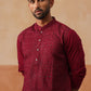 Men’s Silk Blend Embroidered Kurtas ( KO 5297 Wine )