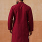 Men’s Silk Blend Embroidered Kurtas ( KO 5297 Wine )