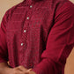 Men’s Silk Blend Embroidered Kurtas ( KO 5297 Wine )
