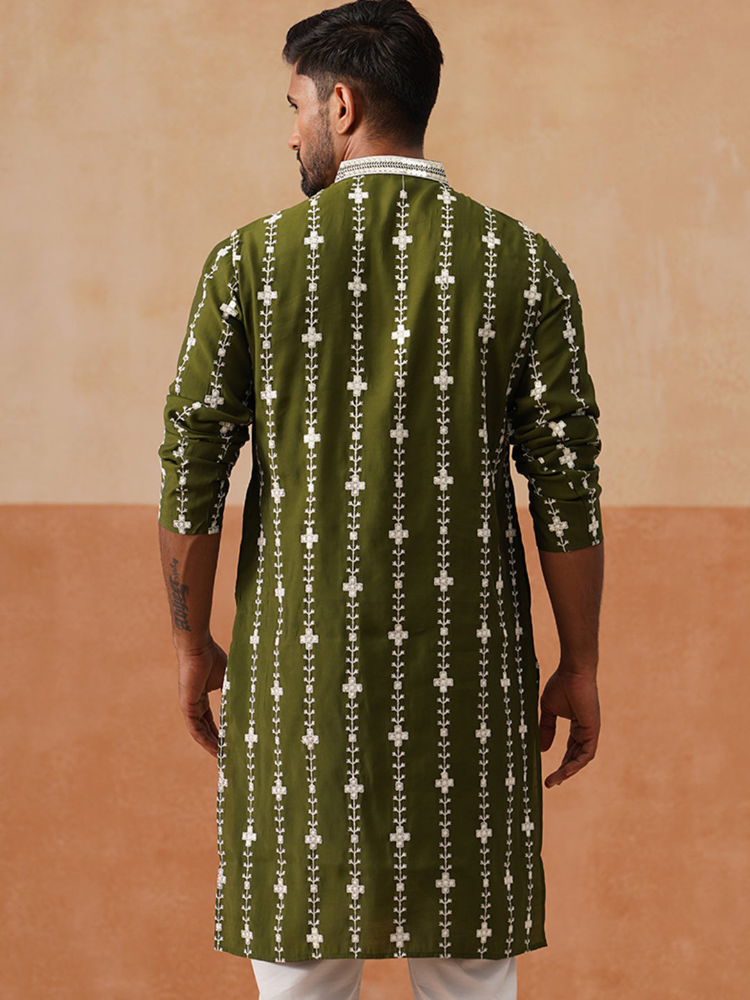 Classic Embroidered Kurtas ( KO 5299 Olive )