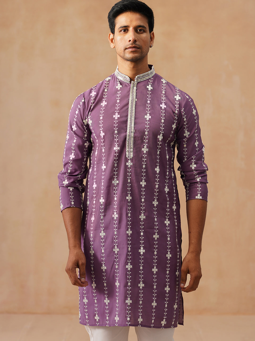 Classic Embroidered Kurtas ( KO 5299 Purple )