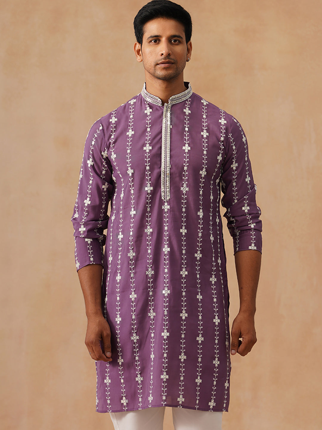 Classic Embroidered Kurtas ( KO 5299 Purple )