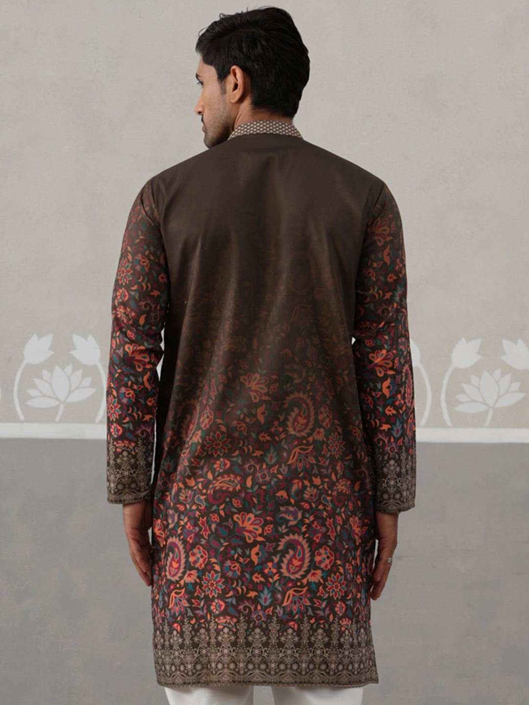 Olive Floral Printed Kurta for Men ( KO 5303 Olive ) [FF] [J-2]