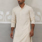 Men Embroidered Viscose Rayon Kurta ( KO 5305 Cream ) [FF] [E-7-8]
