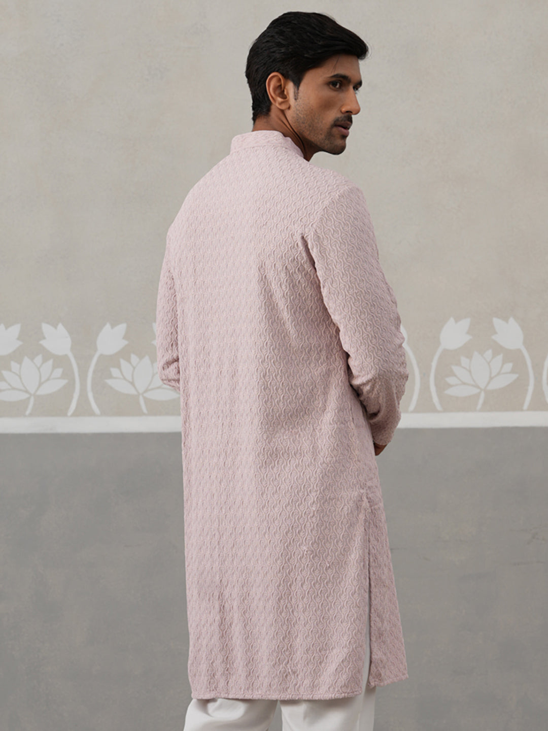 Men Embroidered Viscose Rayon Kurta ( KO 5305 Peach ) [FF] [E-7-8]