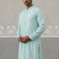 Men Embroidered Viscose Rayon Kurta ( KO 5305 Sky ) [FF] [E-7-8]