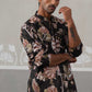 Men's Floral Printed Cotton Straight Kurta (KO 5307 Black ) [FF] [J-1]