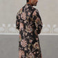 Men's Floral Printed Cotton Straight Kurta (KO 5307 Black ) [FF] [J-1]