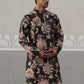Men's Floral Printed Cotton Straight Kurta (KO 5307 Black ) [FF] [J-1]