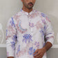 Men's Floral Printed Cotton Straight Kurta (KO 5307 Blue ) [FF] [J-1]
